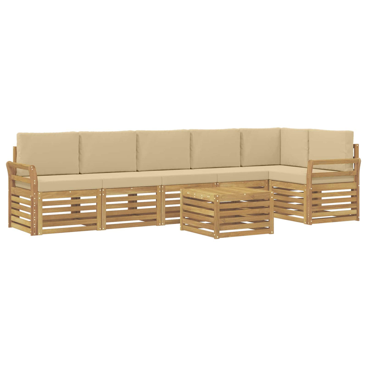 Set vanjskih sofa 7 kom. Bijela i bež Poliester
