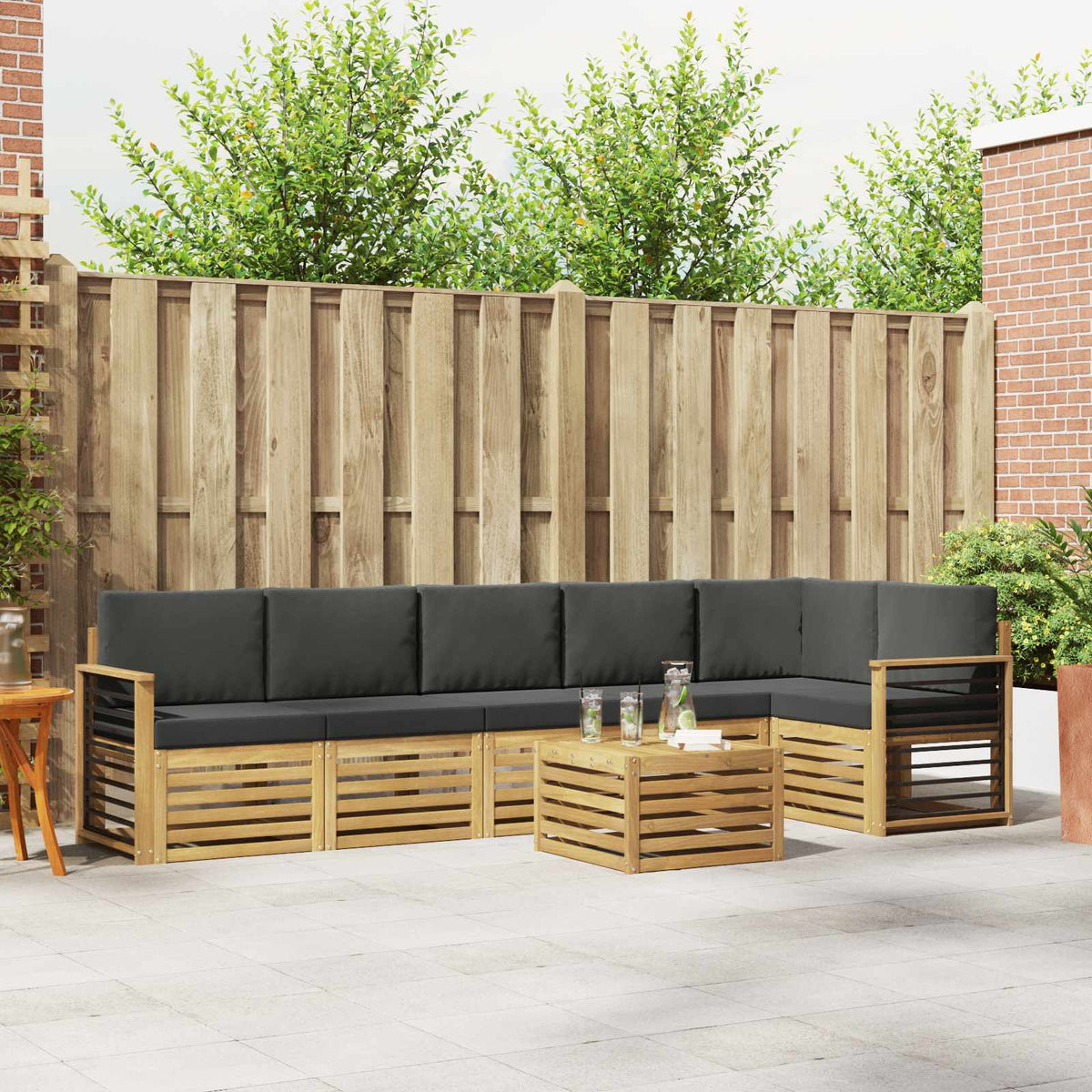Set vanjskih sofa 7 kom. Bijela i antracit Poliester
