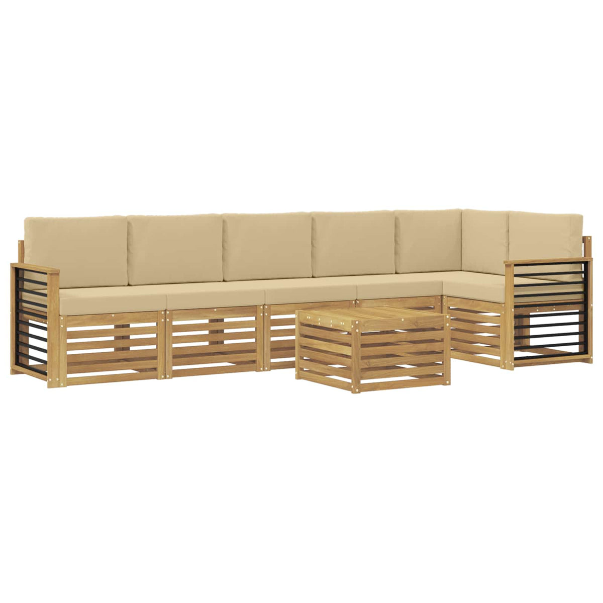 Set vanjskih sofa 7 kom. Bijela i bež Poliester
