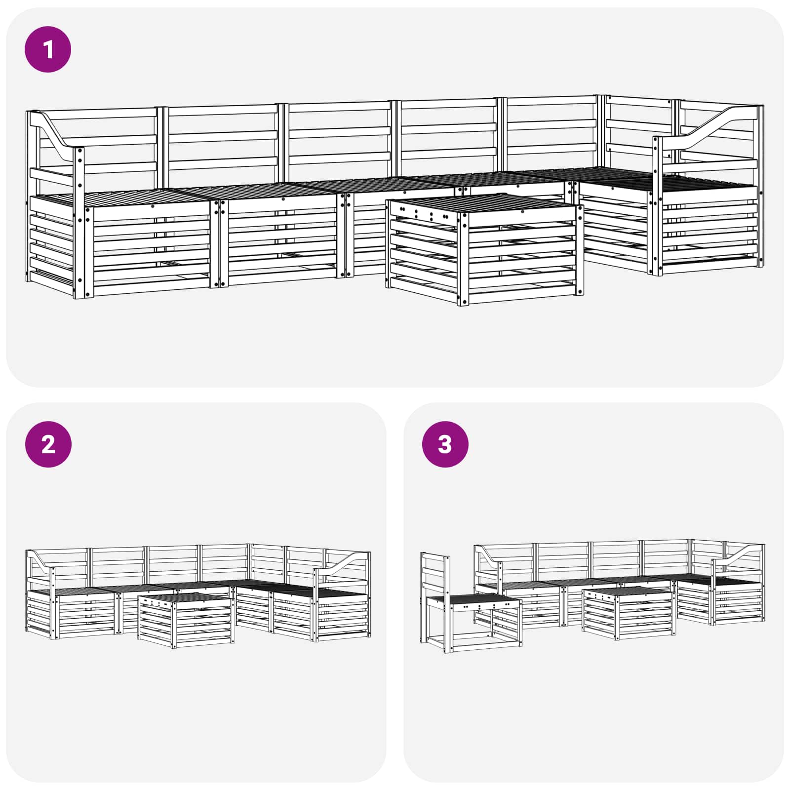 Set vanjskih sofa 7 pcs Bijela 59 x 59 x 37 cm