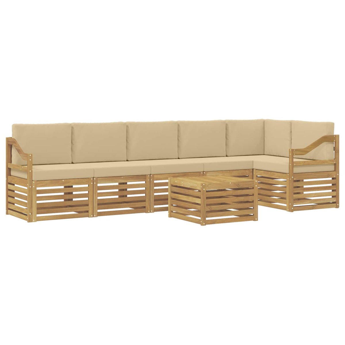 Set vanjskih sofa 7 kom. Bijela i bež Poliester