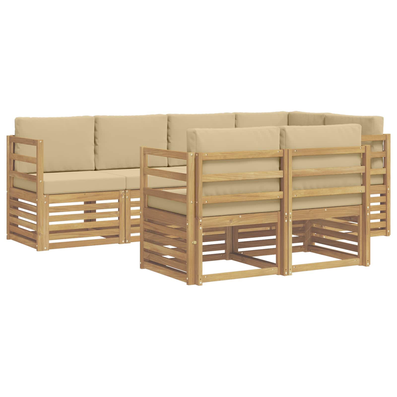 Set vanjskih sofa 7 pcs Bijela i bež 245 x 126,5 x 73 cm