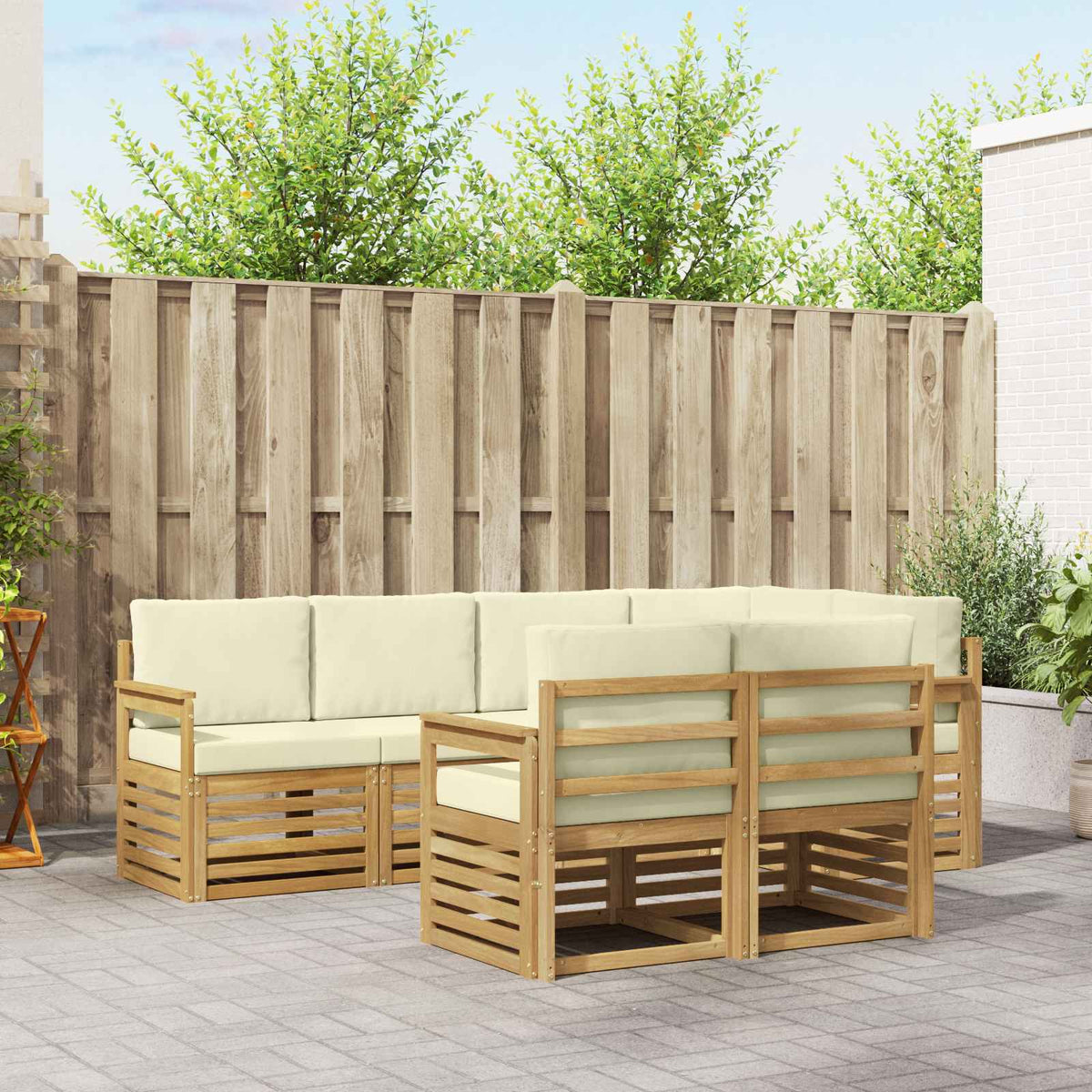 Set vanjskih sofa 7 pcs Bijela i krem 247 x 128,5 x 73 cm