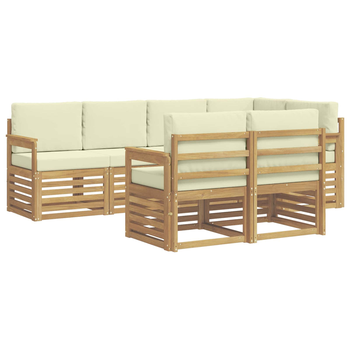 Set vanjskih sofa 7 pcs Bijela i krem 247 x 128,5 x 73 cm