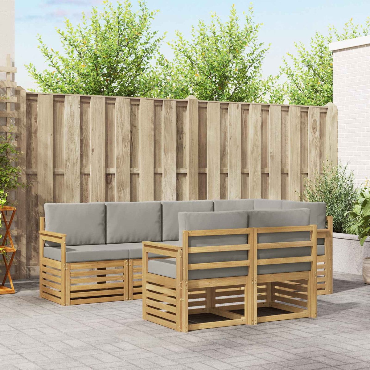 Set vanjskih sofa 7 kom. Bijela i svjetlosiva Poliester 247 x 128,5 x 73 cm