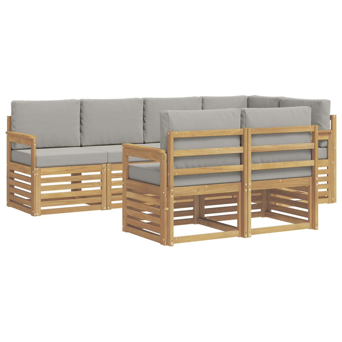 Set vanjskih sofa 7 kom. Bijela i svjetlosiva Poliester 247 x 128,5 x 73 cm