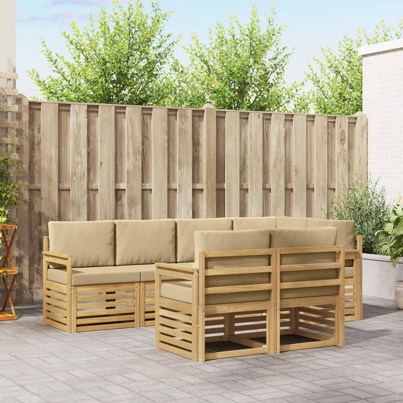 Set vanjskih sofa 7 pcs Bijela i bež 247 x 128,5 x 73 cm