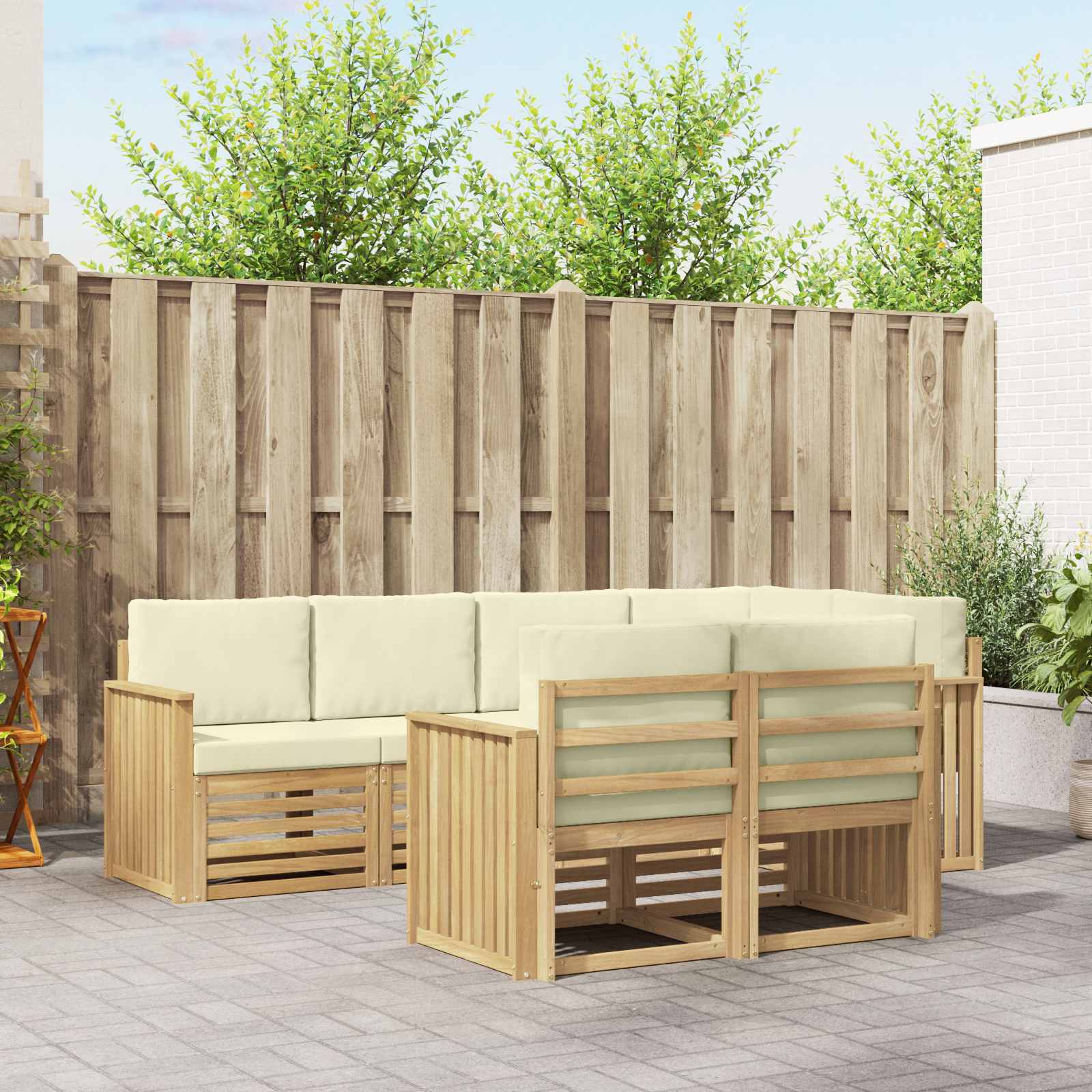Set vanjskih sofa 7 pcs Bijela i krem 247 x 128,5 x 73 cm