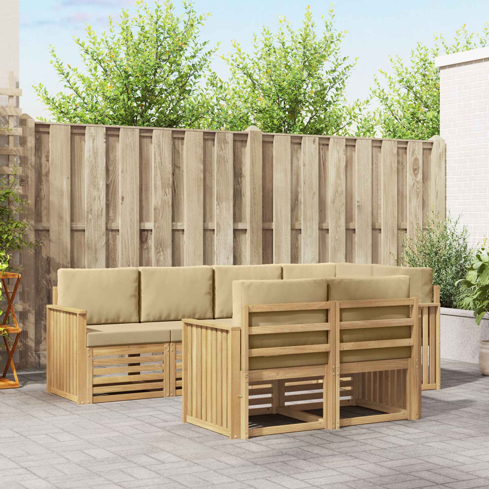Set vanjskih sofa 7 pcs Bijela i bež 247 x 128,5 x 73 cm