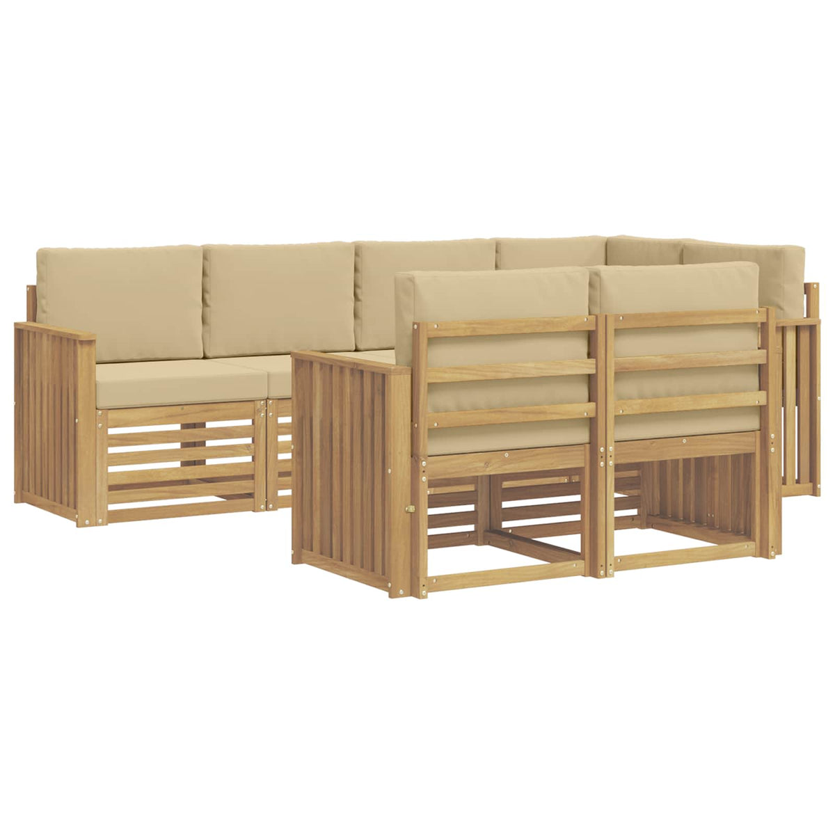 Set vanjskih sofa 7 pcs Bijela i bež 247 x 128,5 x 73 cm