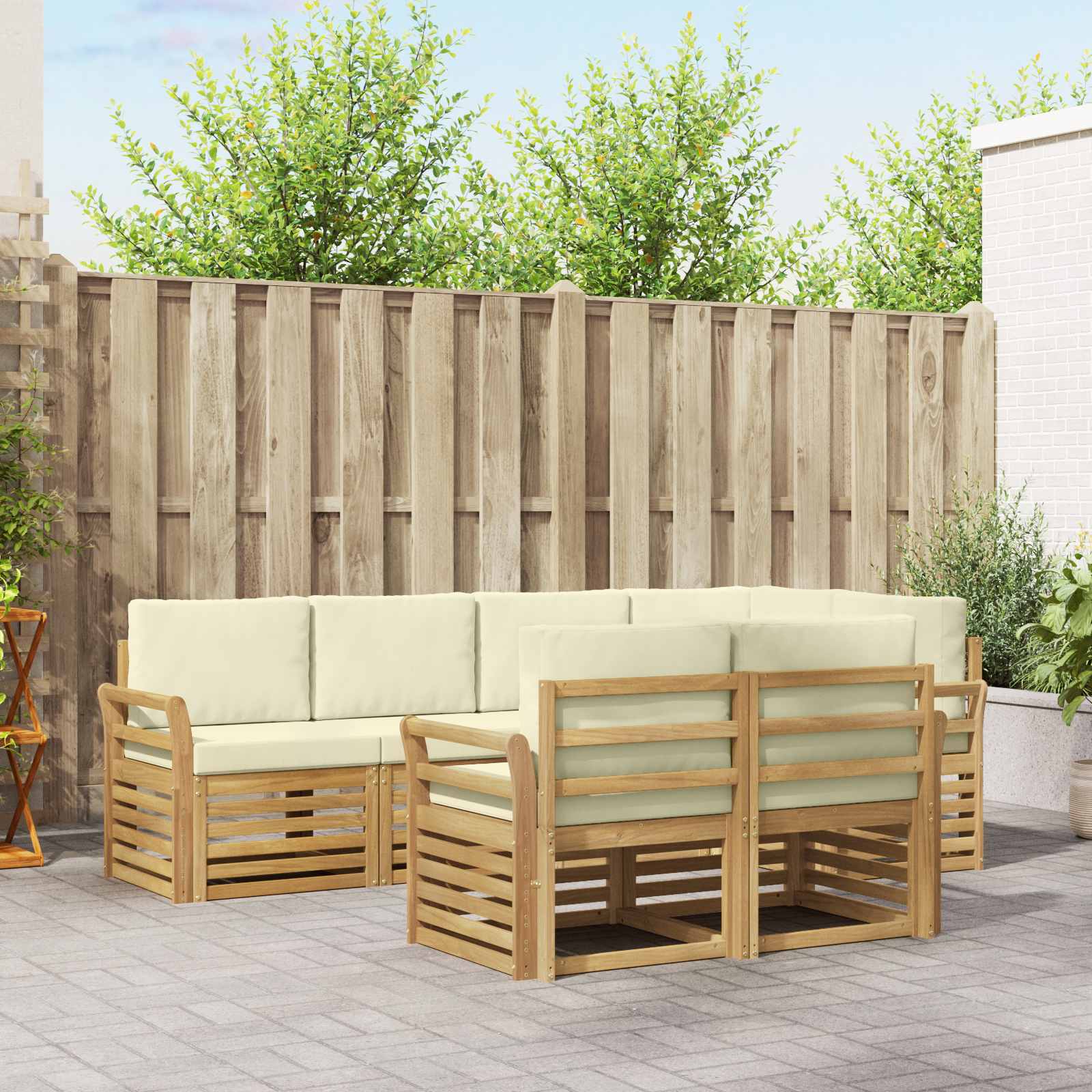 Set vanjskih sofa 7 pcs Bijela i krem 249 x 130,5 x 73 cm