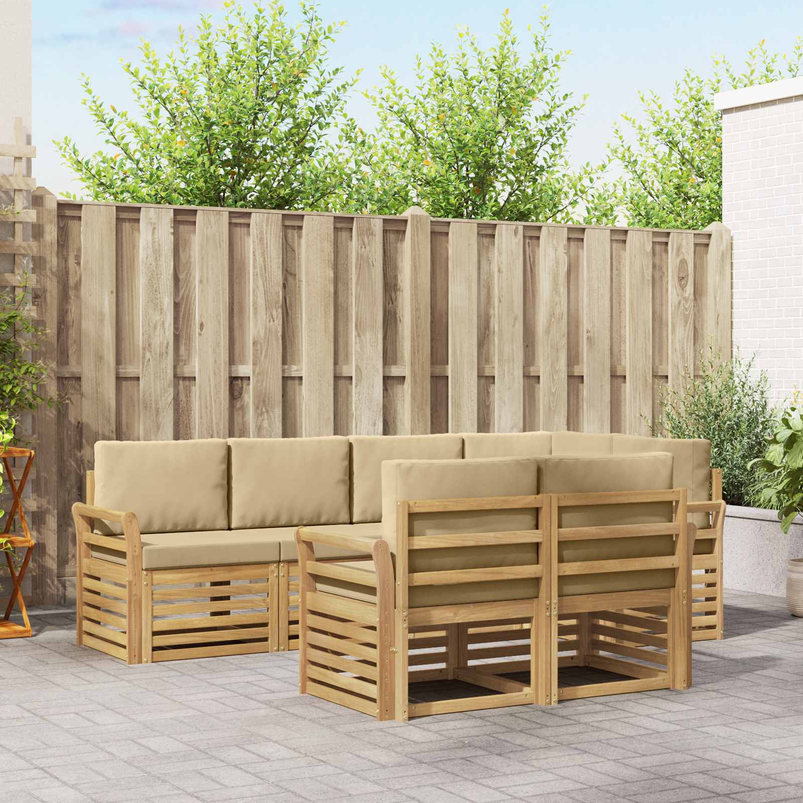 Set vanjskih sofa 7 pcs Bijela i bež 249 x 130,5 x 73 cm