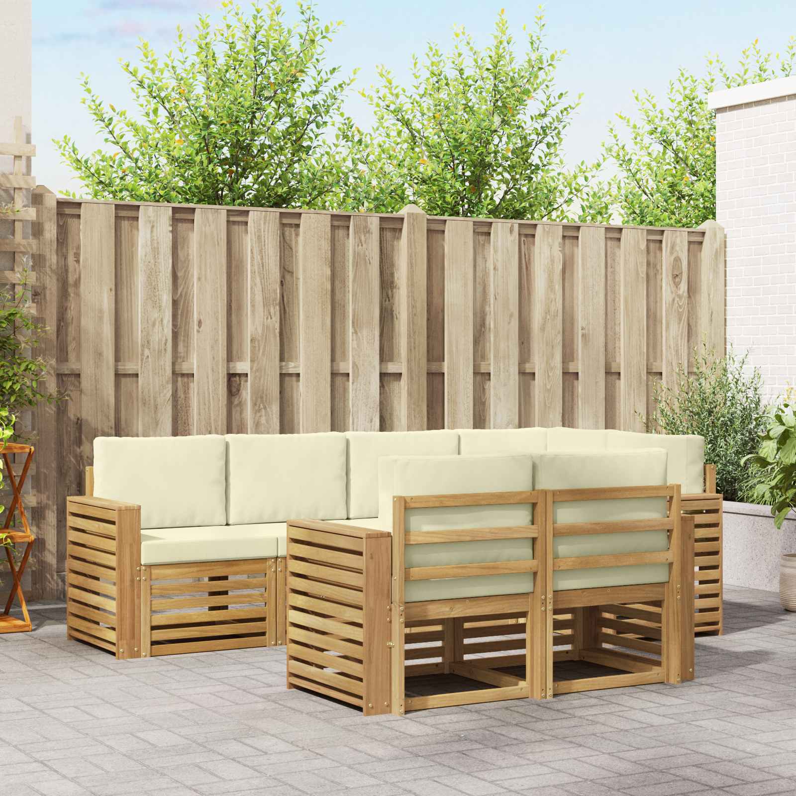 Set vanjskih sofa 7 pcs Bijela i krem 251 x 132,5 x 73 cm