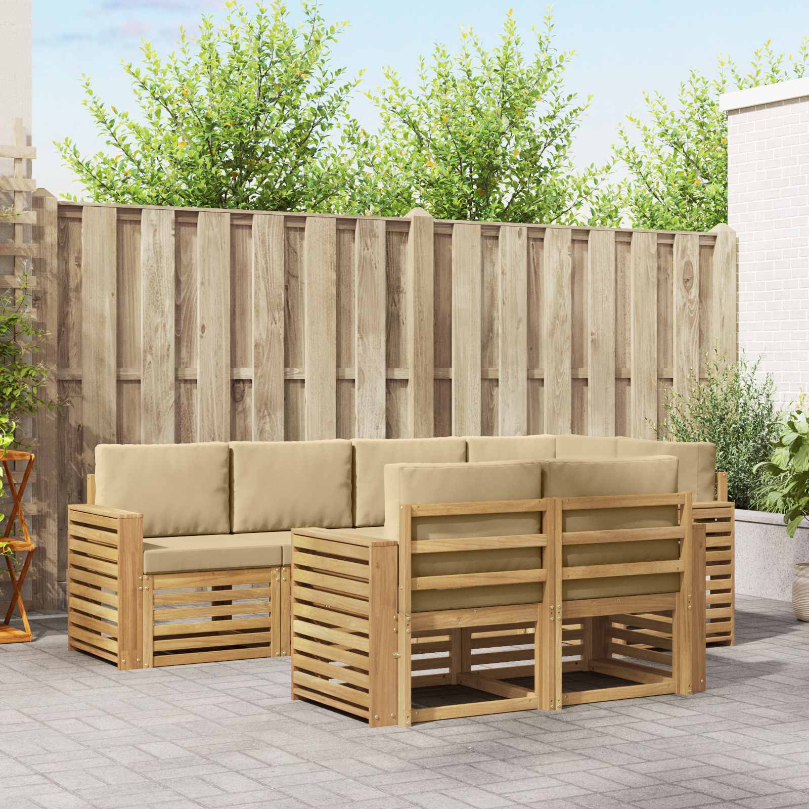 Set vanjskih sofa 7 pcs Bijela i bež 251 x 132,5 x 73 cm