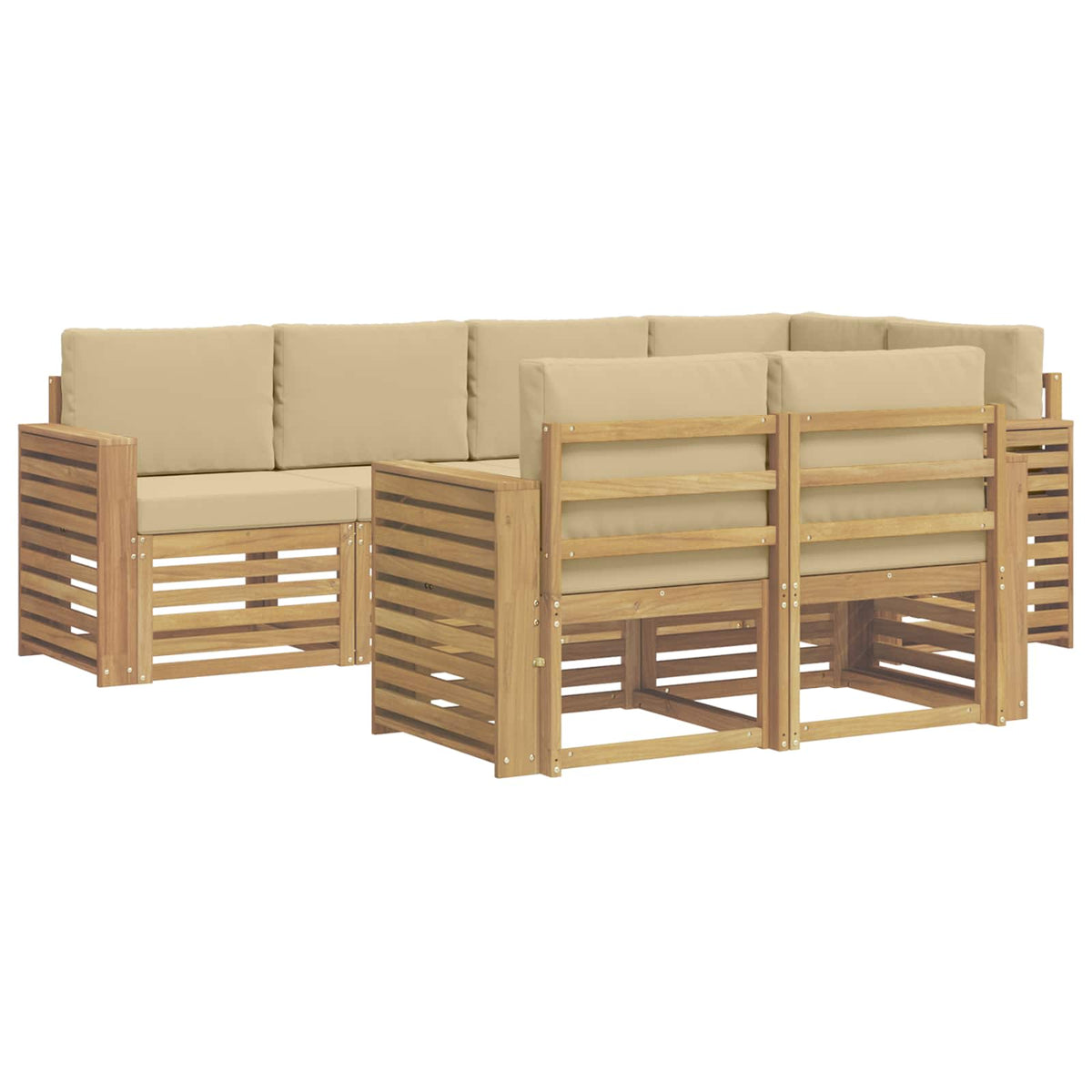 Set vanjskih sofa 7 pcs Bijela i bež 251 x 132,5 x 73 cm
