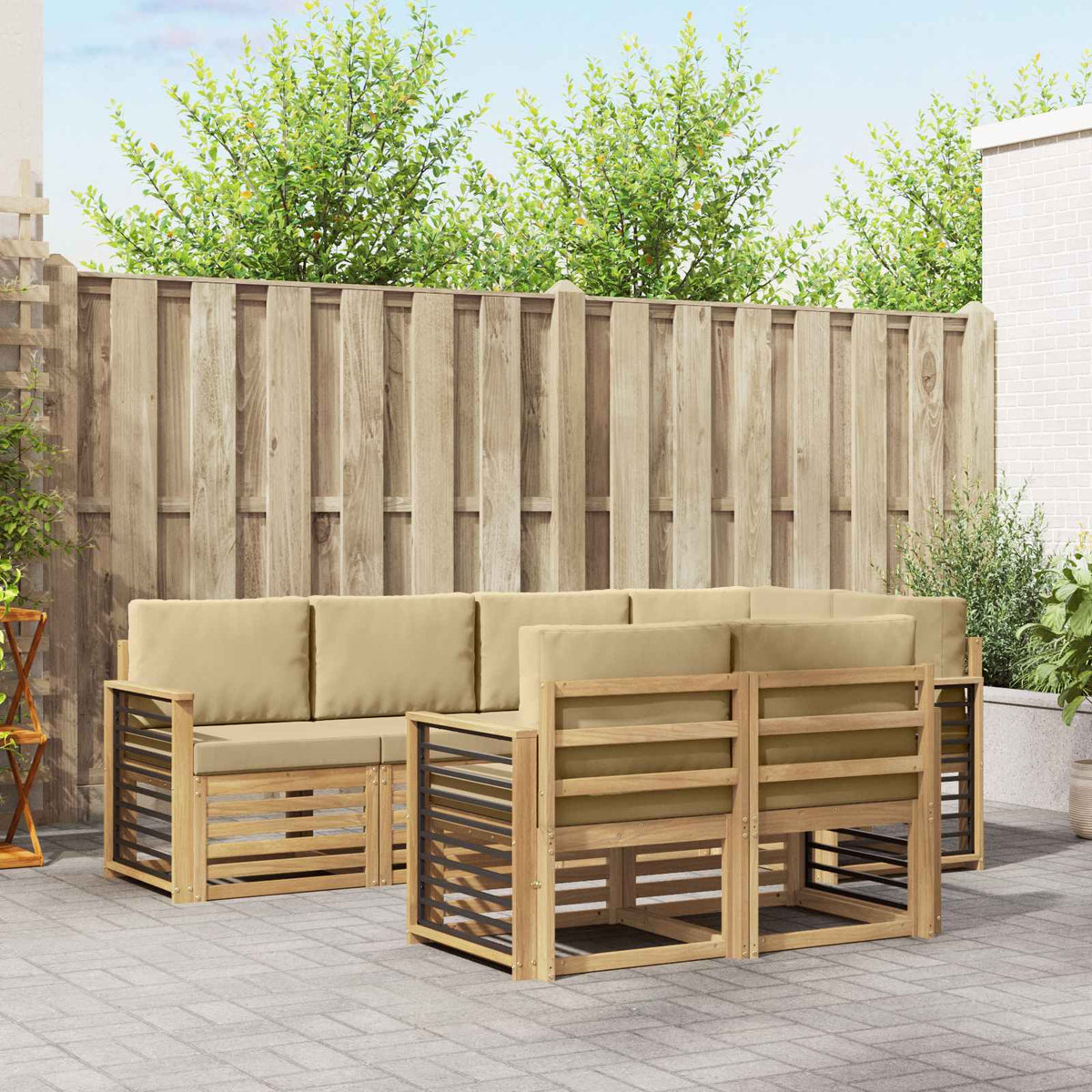 Set vanjskih sofa 7 pcs Bijela i bež 247 x 128,5 x 73 cm