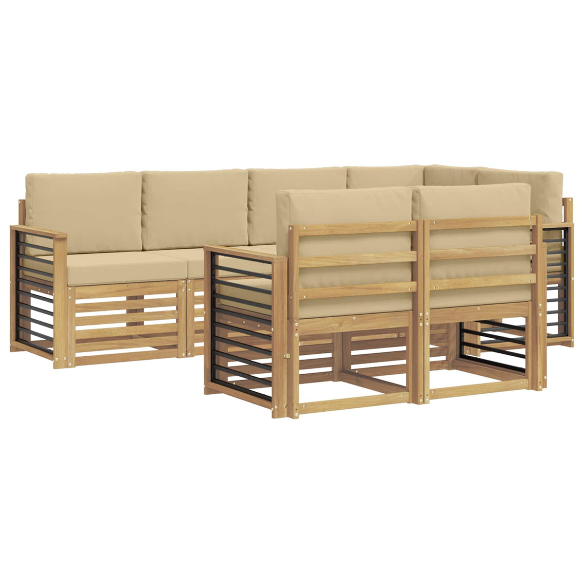 Set vanjskih sofa 7 kom. Bijela i bež Poliester 247 x 128,5 x 73 cm