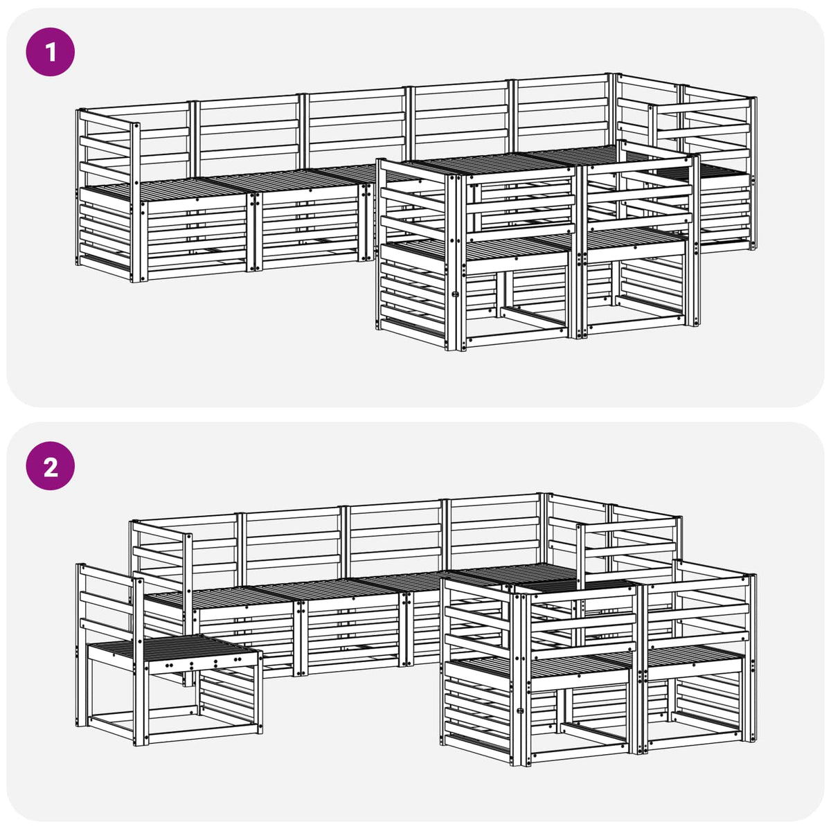 Set vanjskih sofa 8 pcs Bijela 304 x 126,5 x 73 cm