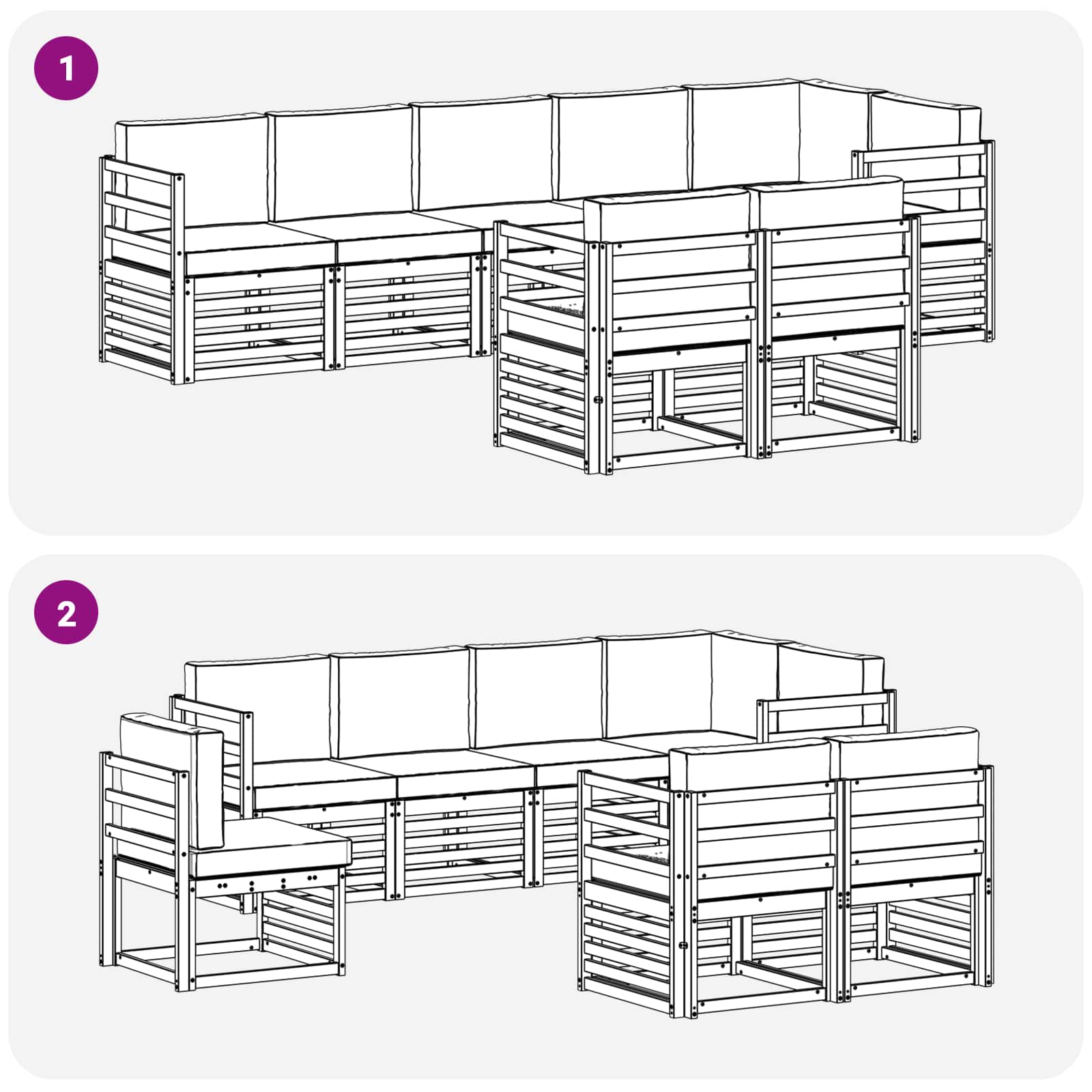 Set vanjskih sofa 8 pcs Bijela i bež 304 x 126,5 x 73 cm