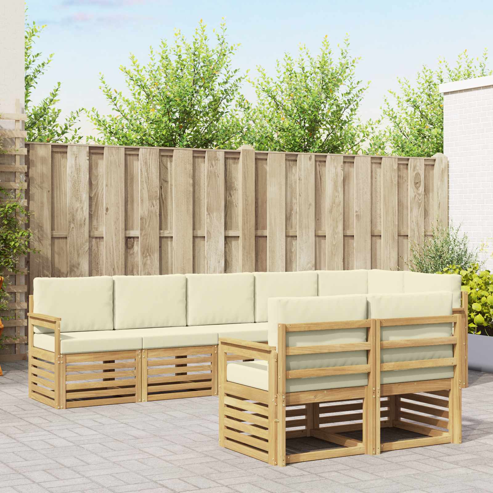 Set vanjskih sofa 8 pcs Bijela i krem 306 x 128,5 x 73 cm