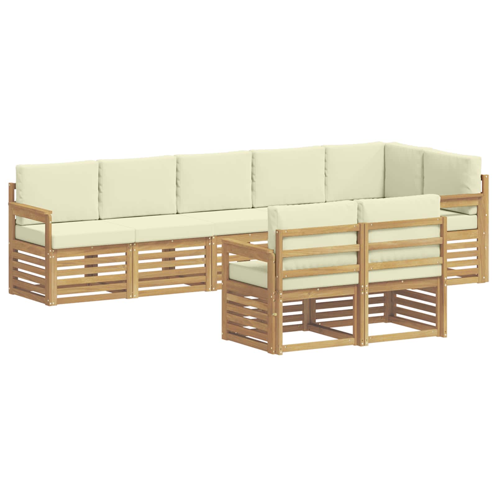 Set vanjskih sofa 8 pcs Bijela i krem 306 x 128,5 x 73 cm