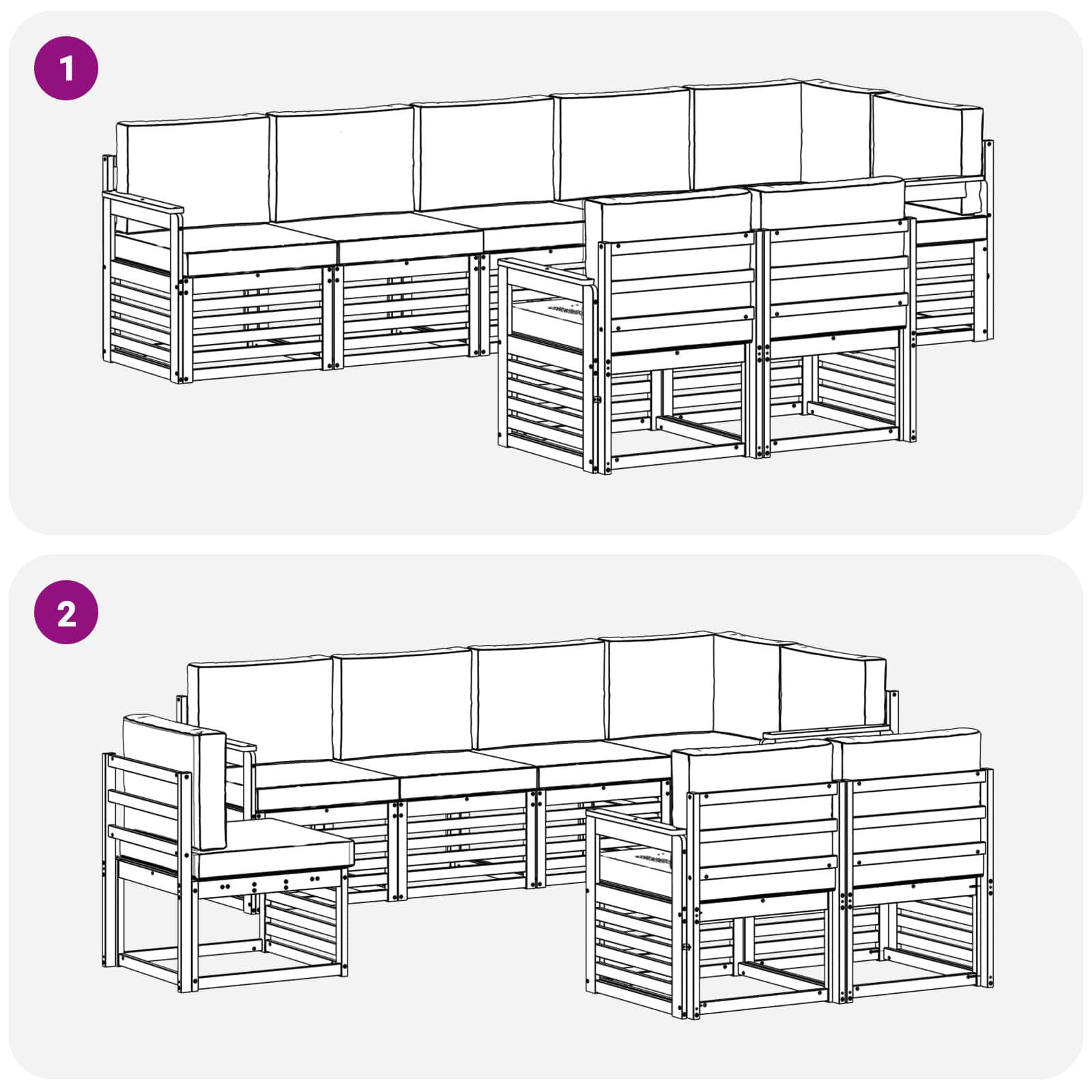 Set vanjskih sofa 8 pcs Bijela i krem 306 x 128,5 x 73 cm