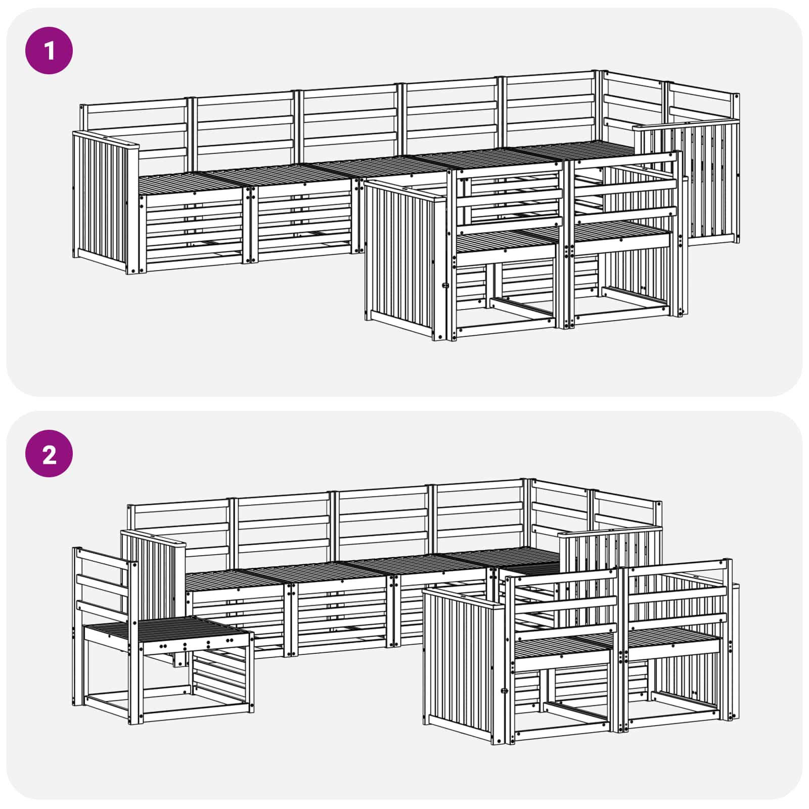 Set vanjskih sofa 8 pcs Bijela 306 x 128,5 x 73 cm