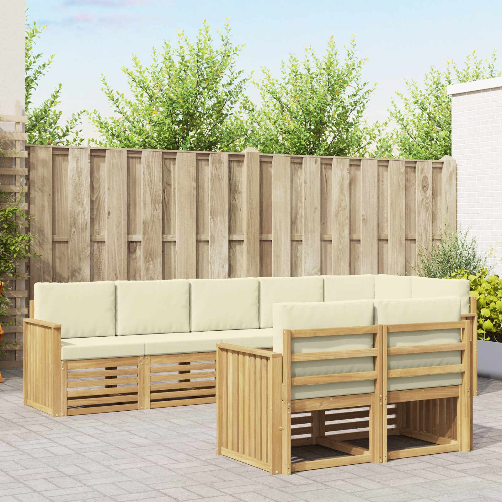 Set vanjskih sofa 8 pcs Bijela i krem 306 x 128,5 x 73 cm