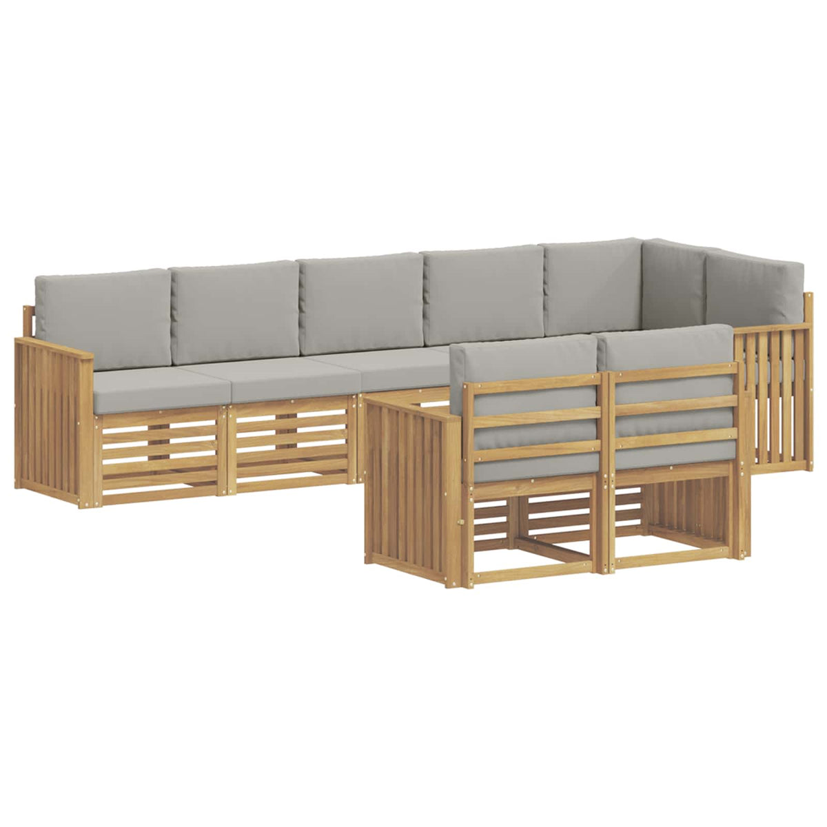 Set vanjskih sofa 8 kom. Bijela i svjetlosiva Poliester