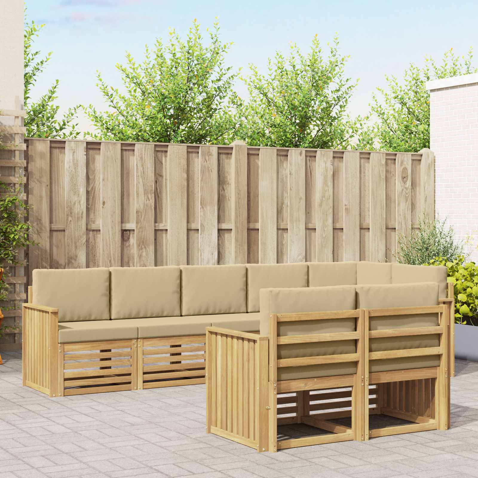 Set vanjskih sofa 8 pcs Bijela i bež 306 x 128,5 x 73 cm