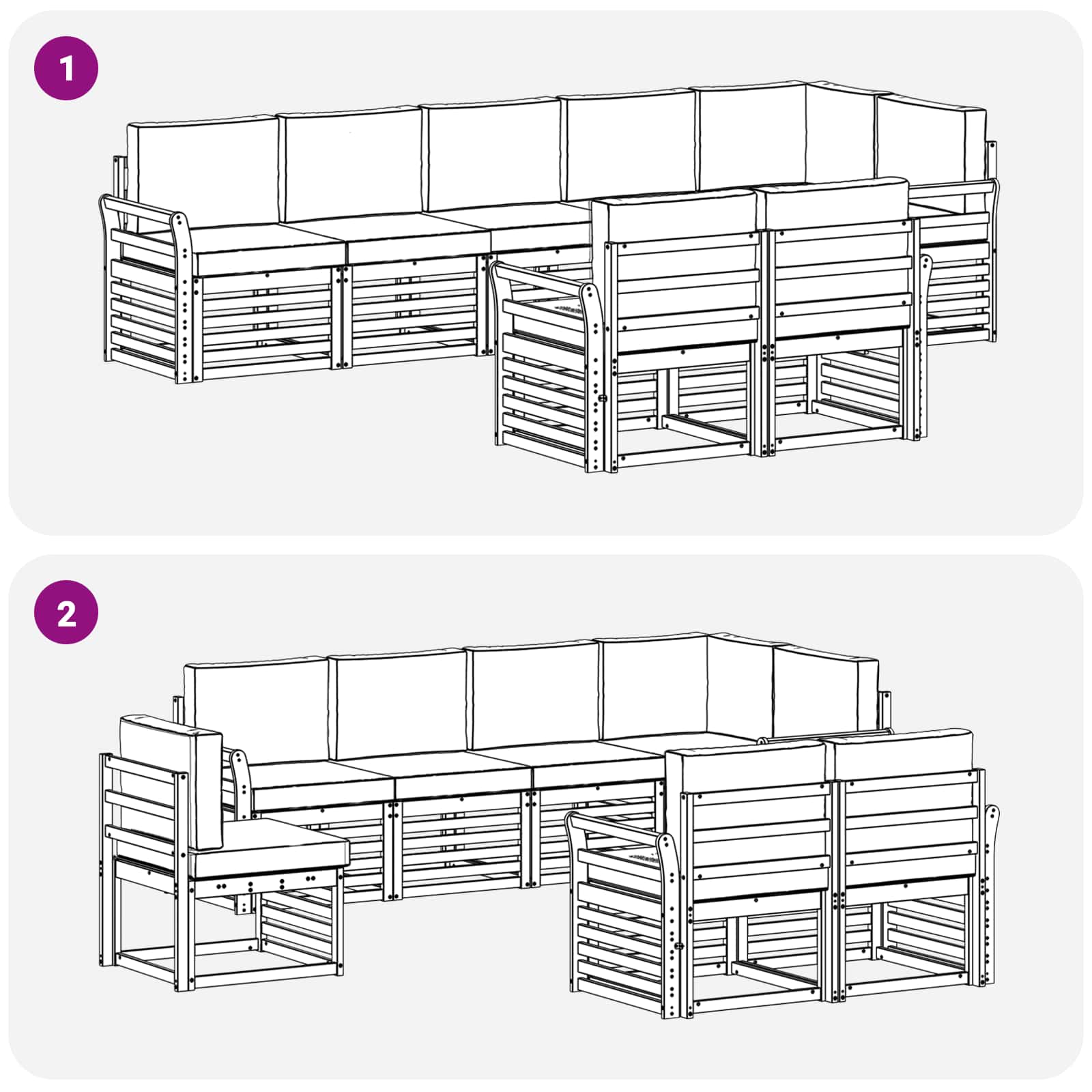 Set vanjskih sofa 8 pcs Bijela i krem 308 x 130,5 x 73 cm