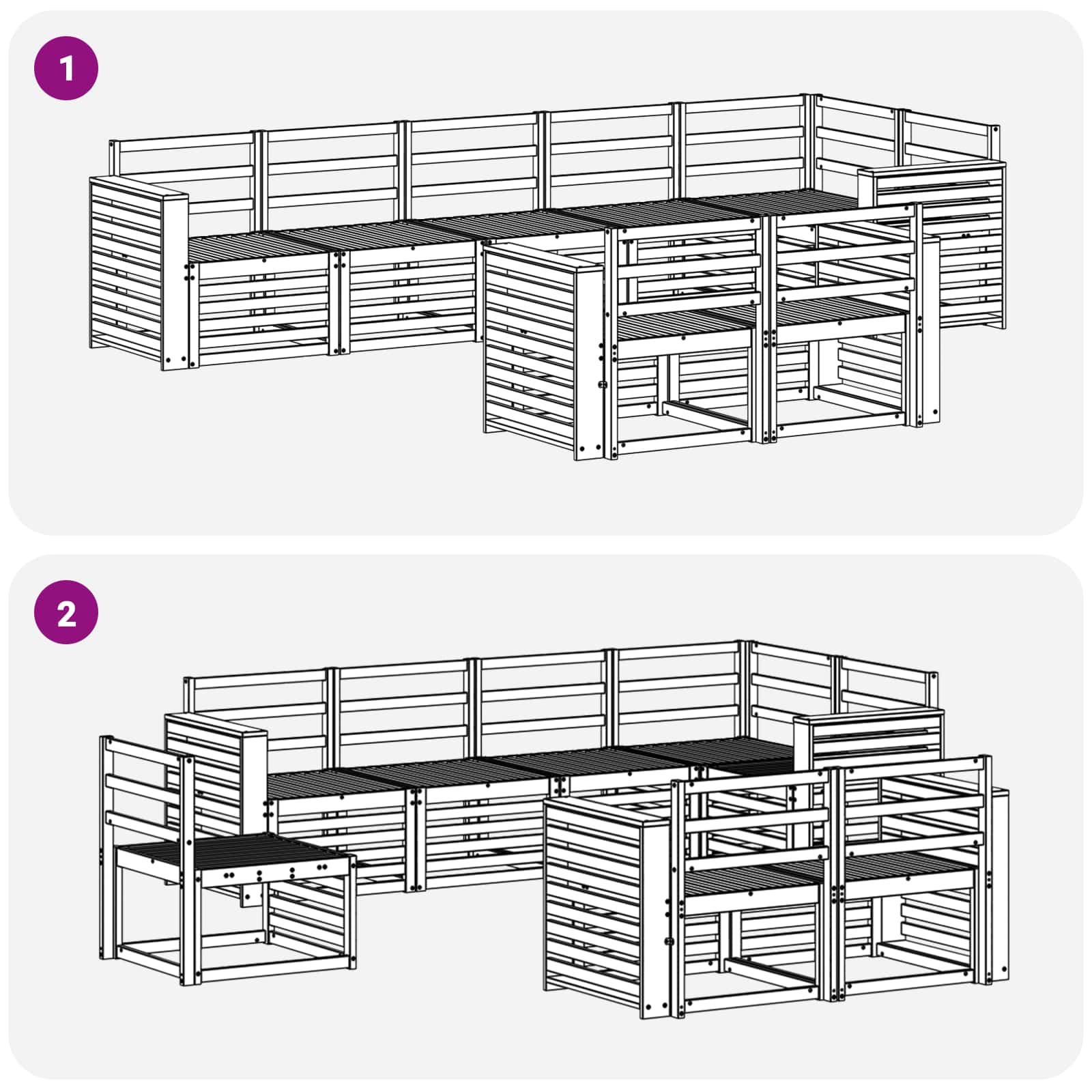 Set vanjskih sofa 8 pcs Bijela 310 x 132,5 x 73 cm