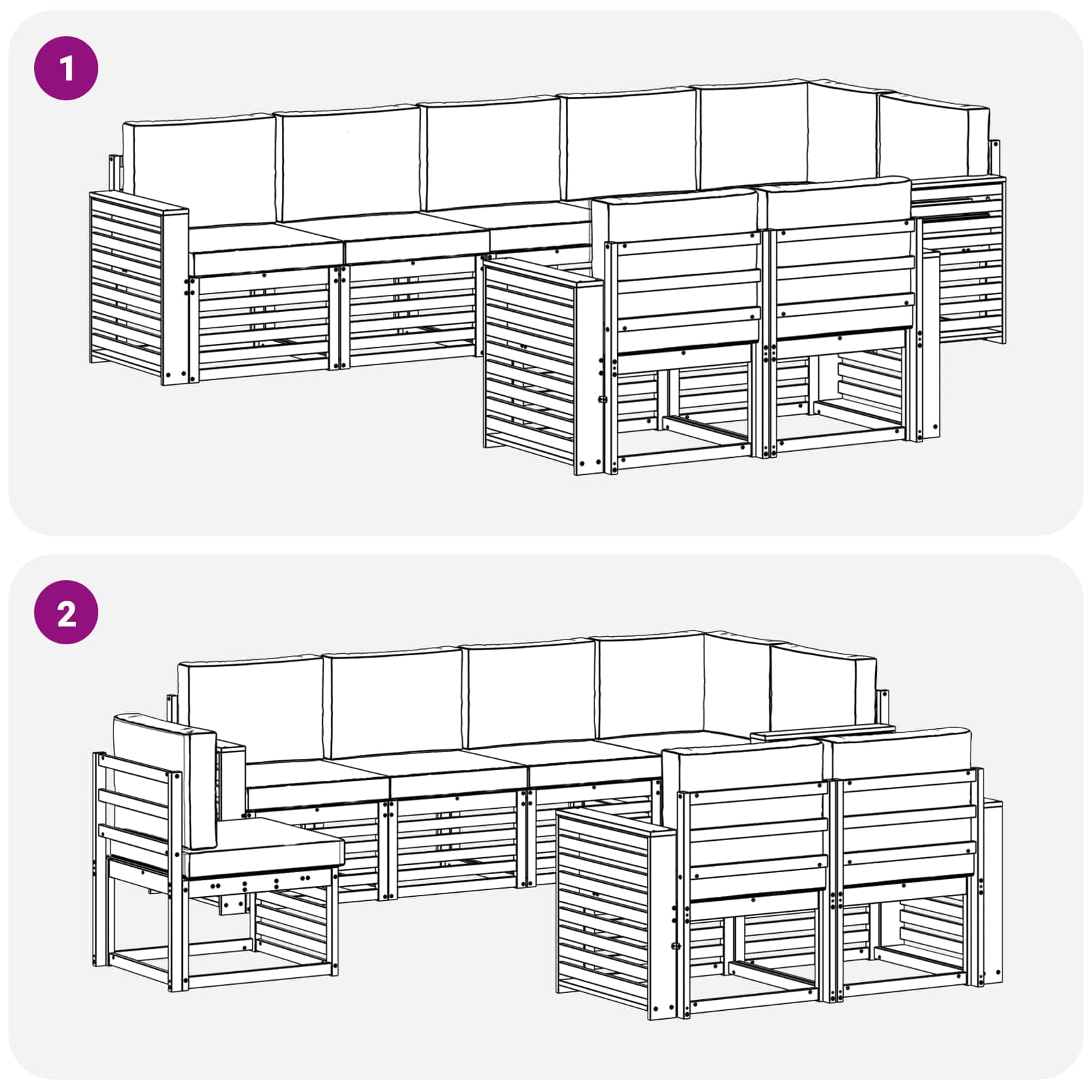 Set vanjskih sofa 8 pcs Bijela i krem 310 x 132,5 x 73 cm