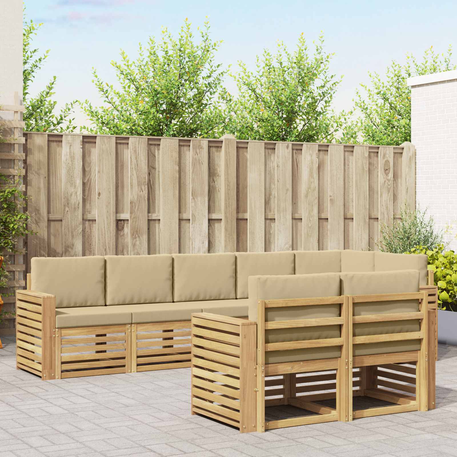 Set vanjskih sofa 8 pcs Bijela i bež 310 x 132,5 x 73 cm