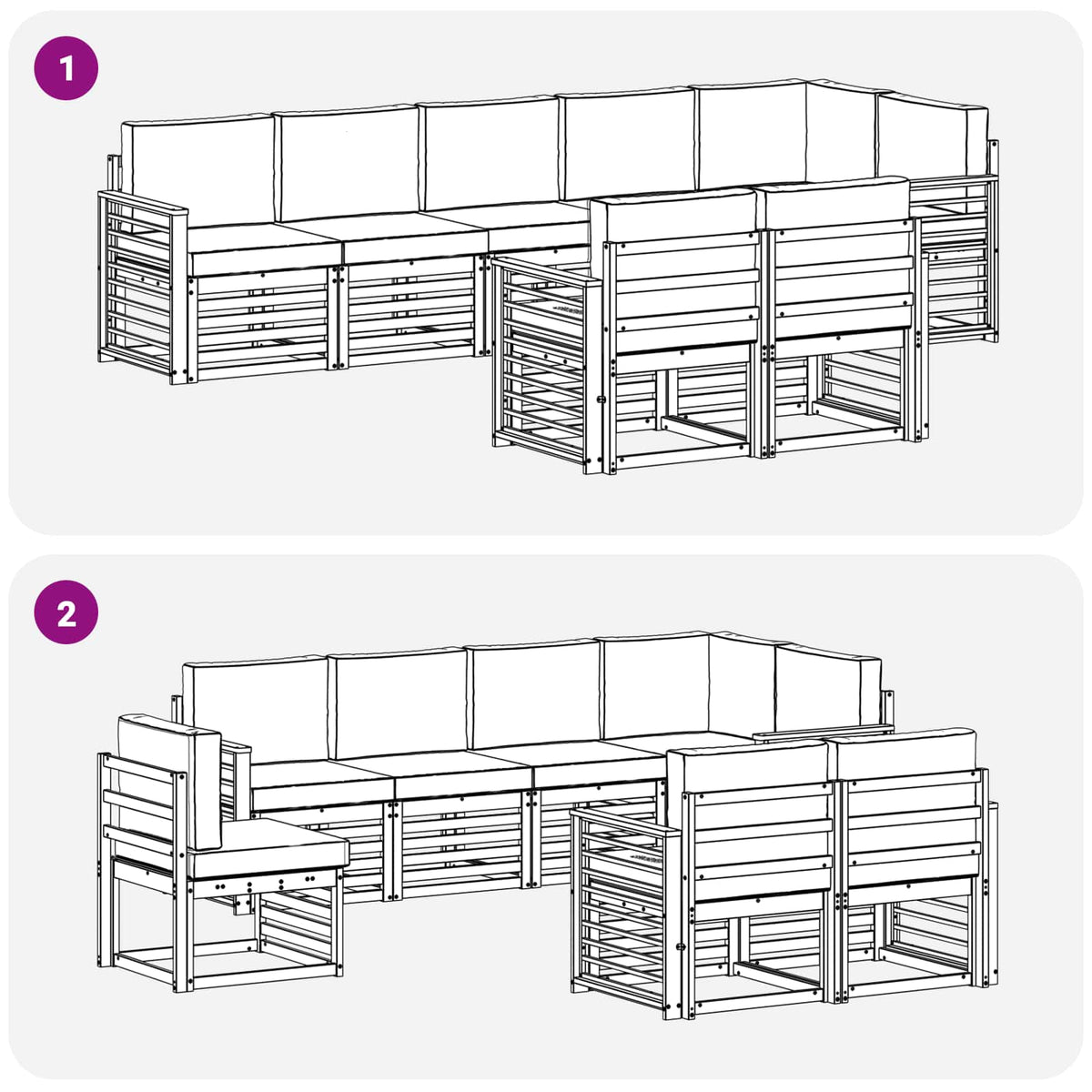 Set vanjskih sofa 8 pcs Bijela i antracit 306 x 128,5 x 73 cm