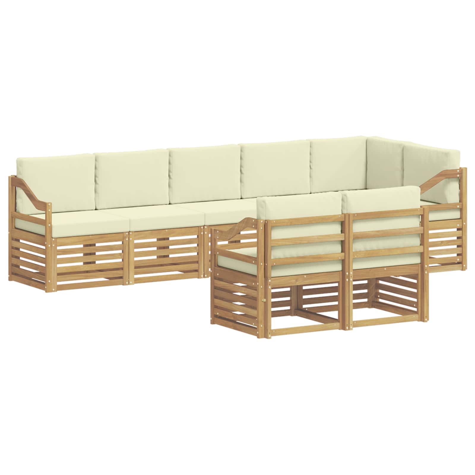 Setovi sofa s jastukom 8 pcs Bijela i krem Čvrsto drvo akacije