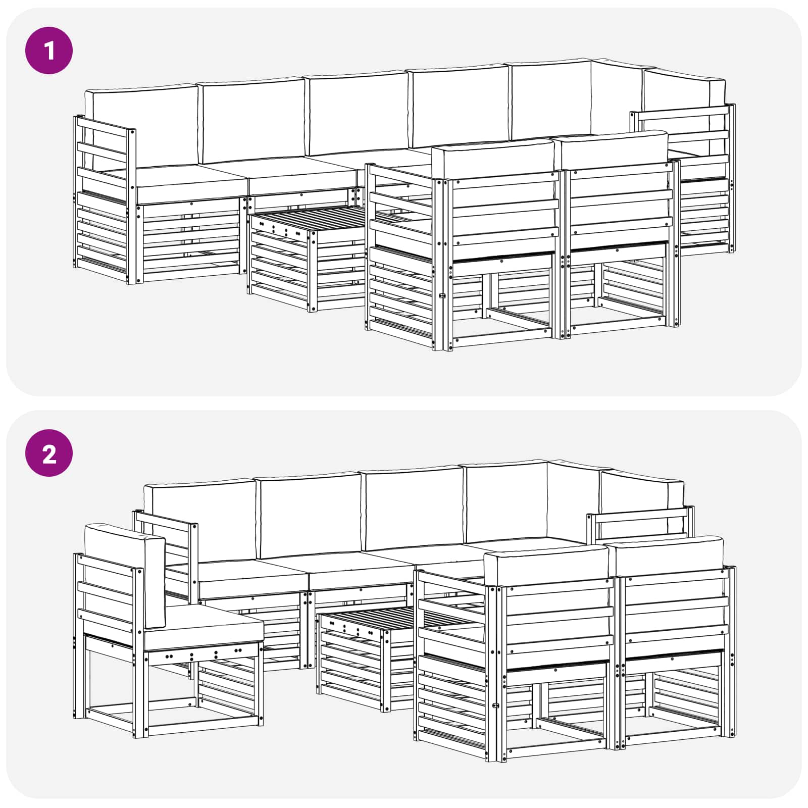 Set vanjskih sofa 8 pcs Bijela i antracit 59 x 59 x 37 cm