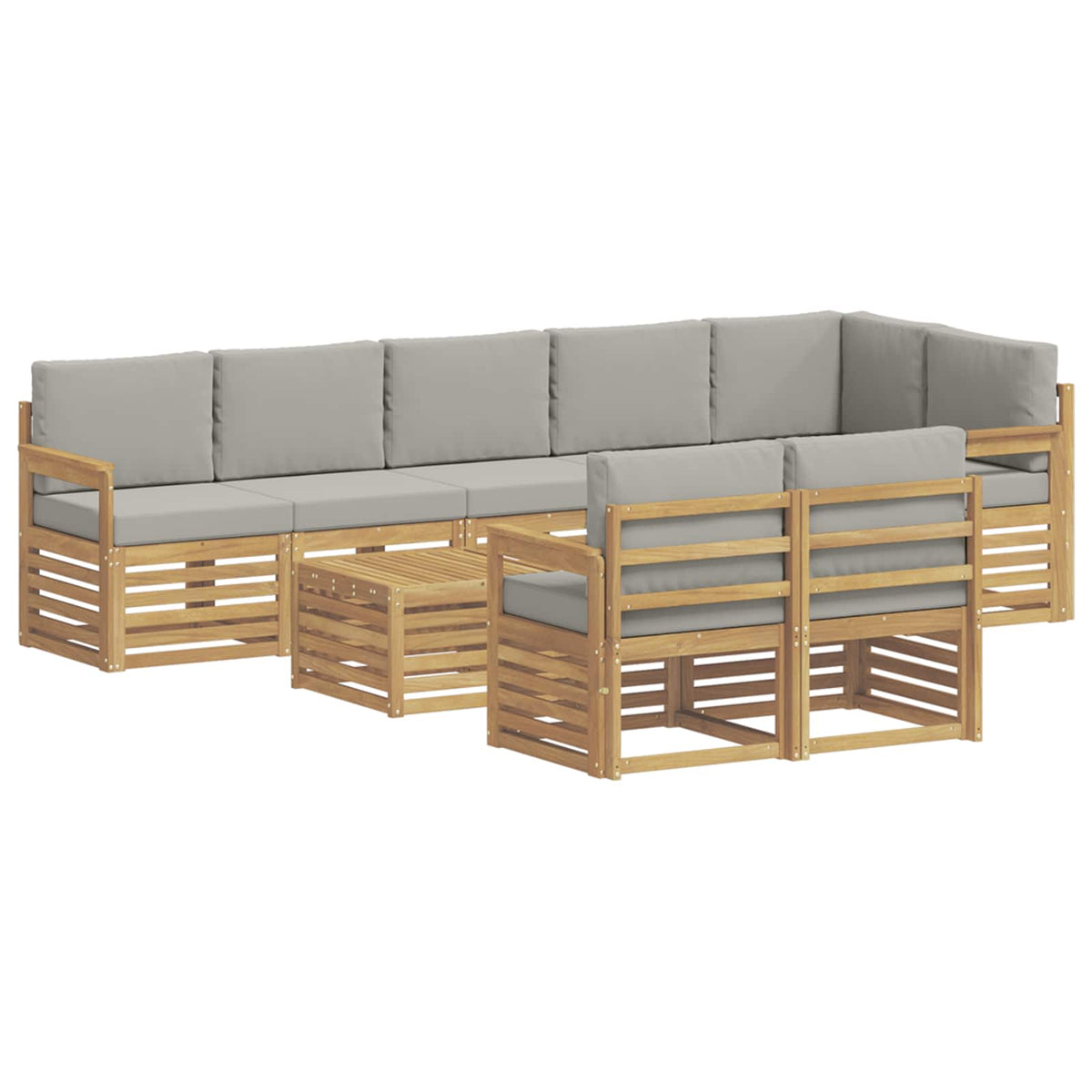 Set vanjskih sofa 9 kom. Bijela i svjetlosiva Poliester