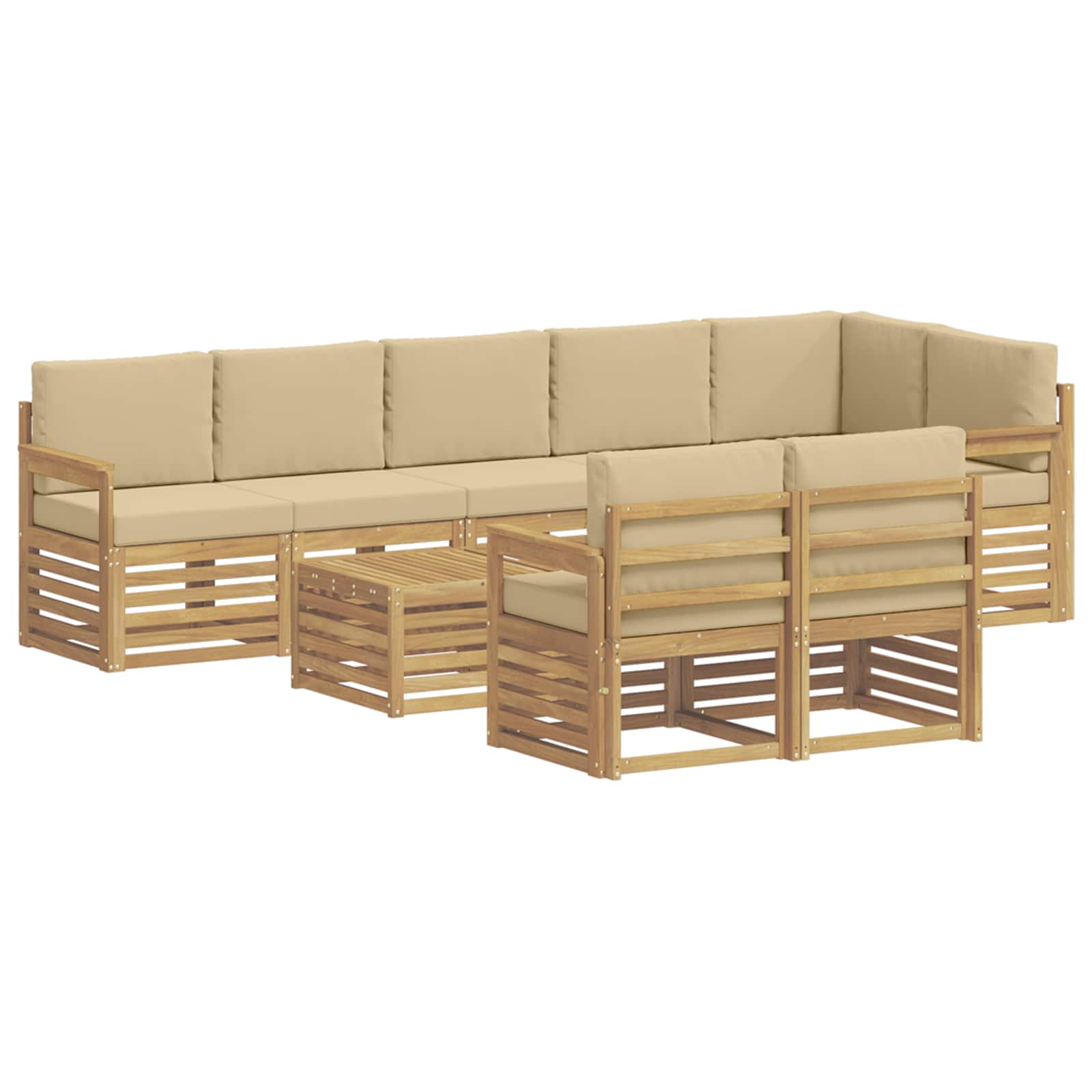 Set vanjskih sofa 8 pcs Bijela i bež 59 x 59 x 37 cm Poliester