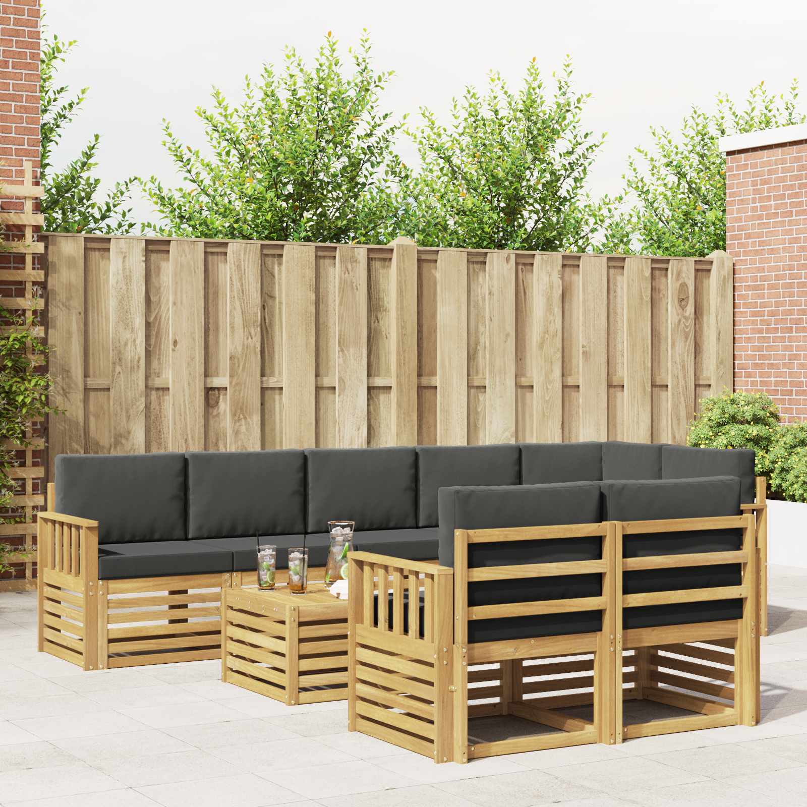 Set vanjskih sofa 8 pcs Bijela i antracit 59 x 59 x 37 cm