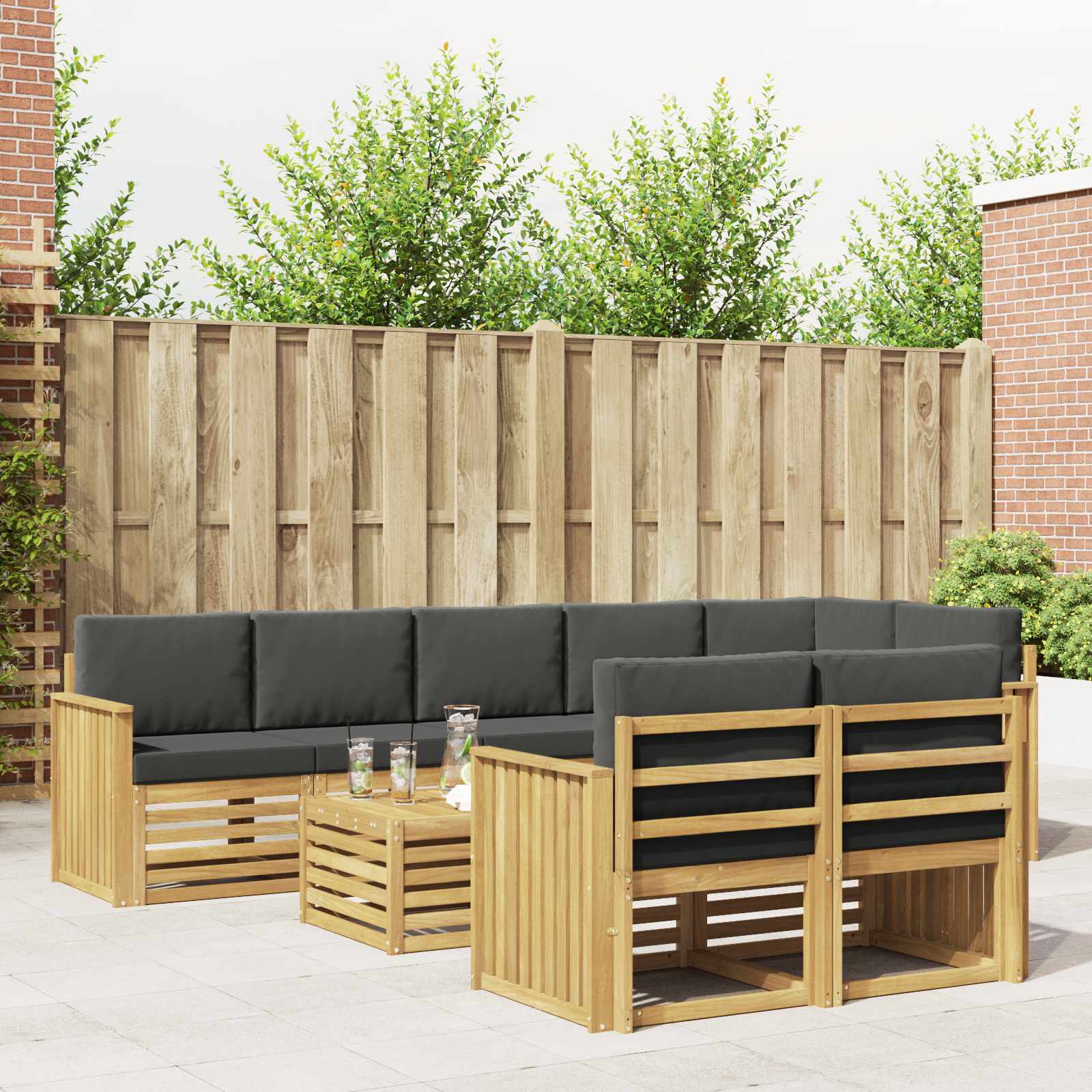 Set vanjskih sofa 9 pcs Bijela i antracit 59 x 59 x 37 cm