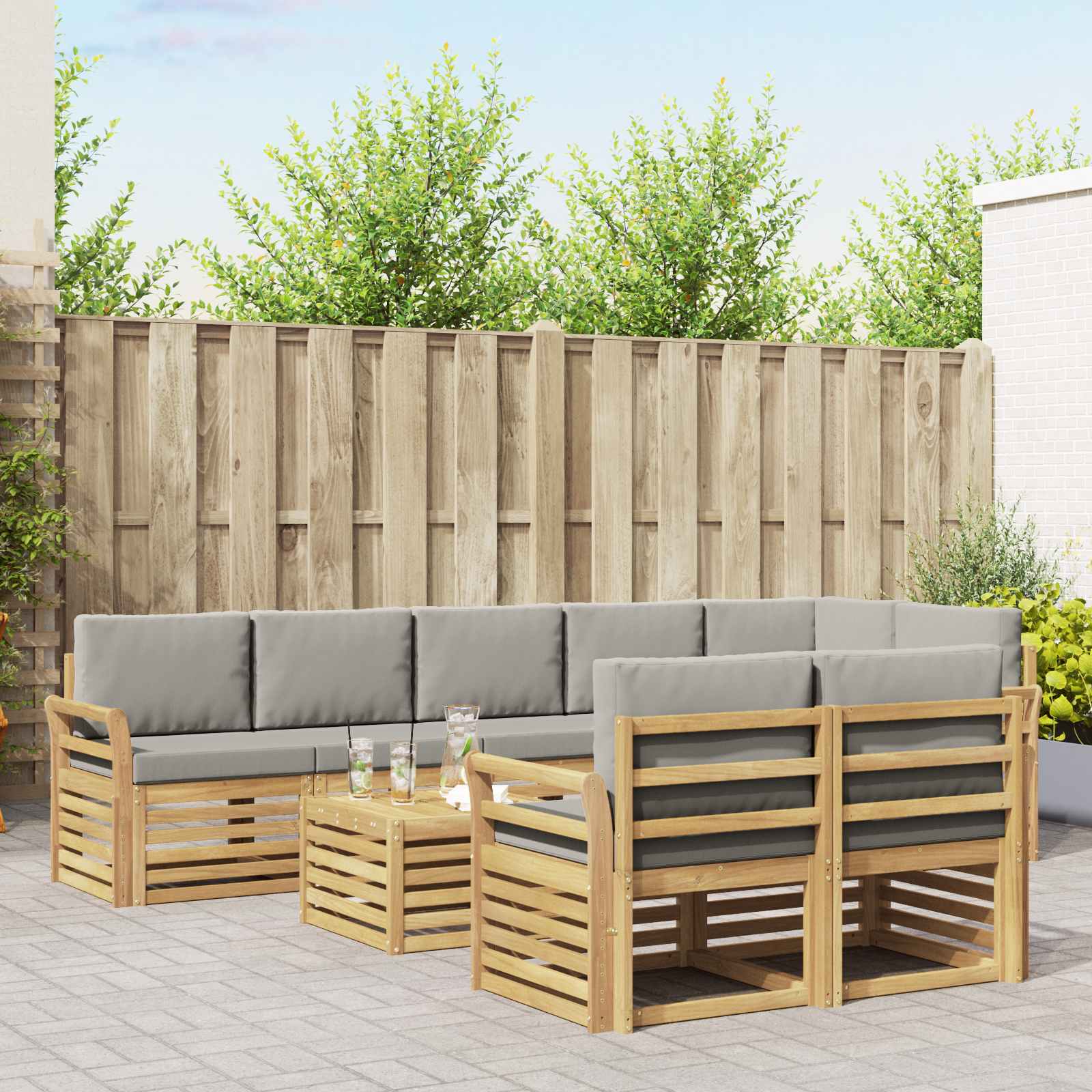 Set vanjskih sofa 9 pcs Bijela i svjetlosiva 59 x 59 x 37 cm