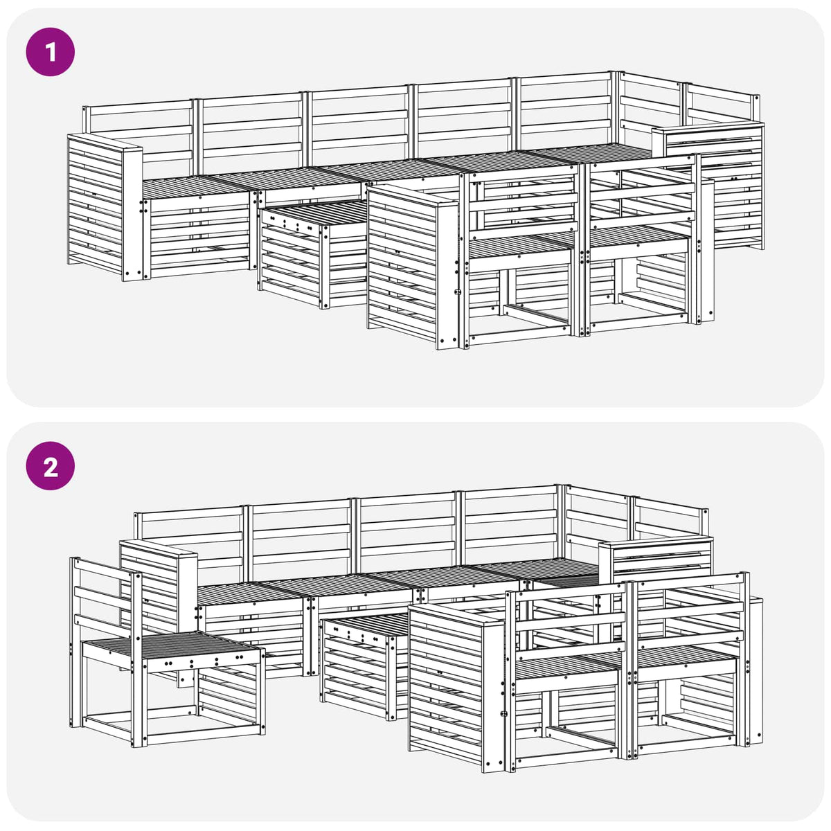 Set vanjskih sofa 9 kom. Bijela Čvrsto drvo akacije