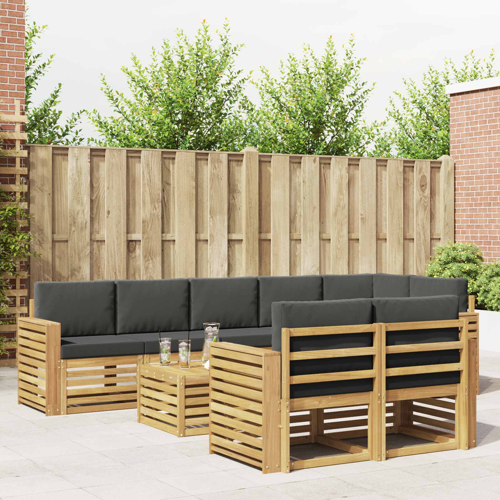 Set vanjskih sofa 9 pcs Bijela i antracit 59 x 59 x 37 cm