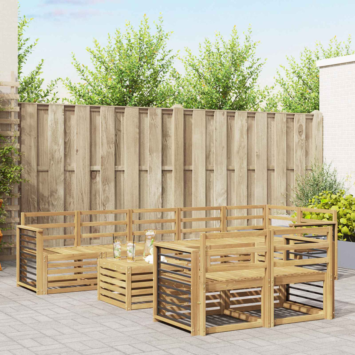 Set vanjskih sofa 9 kom. Bijela Čvrsto drvo akacije