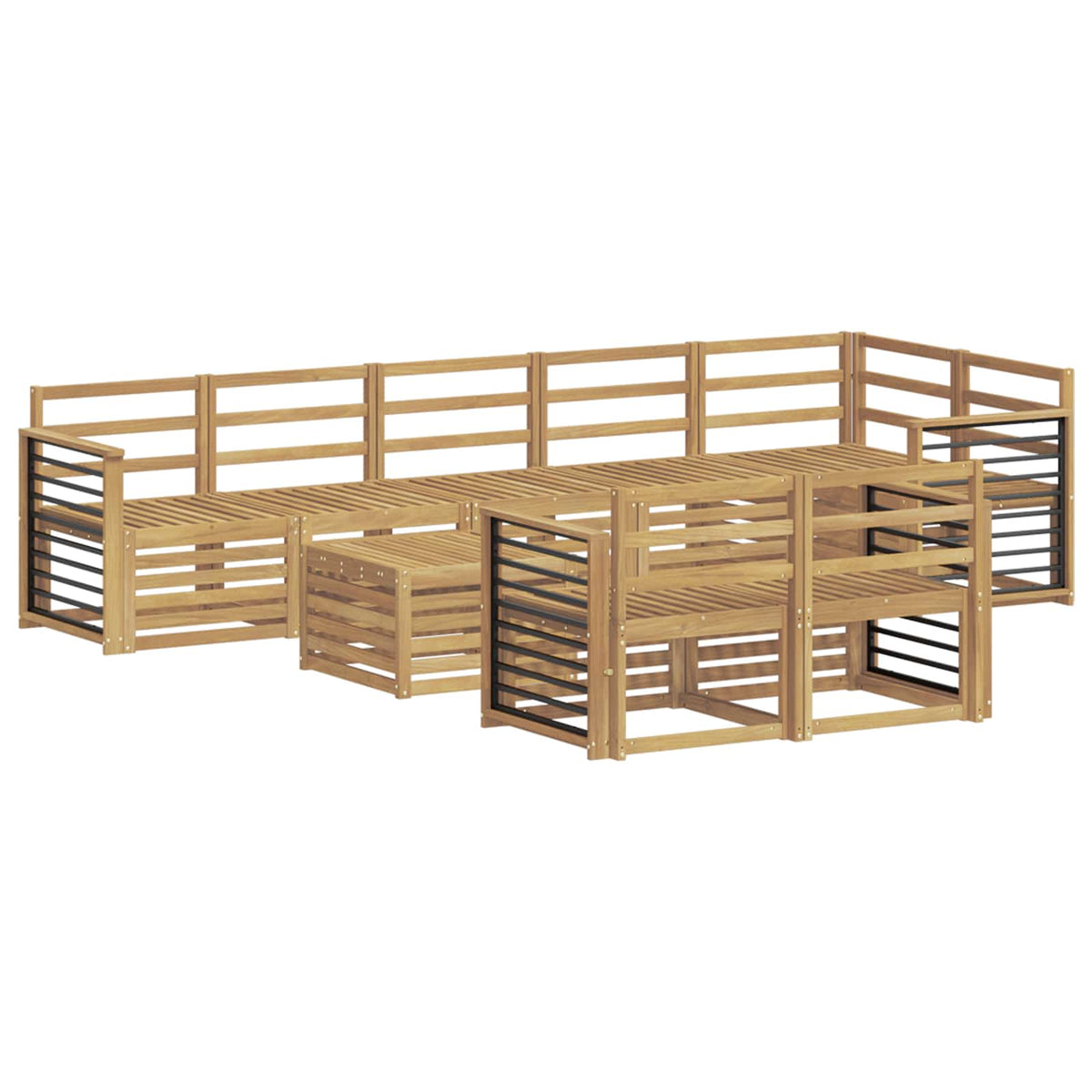 Set vanjskih sofa 9 kom. Bijela Čvrsto drvo akacije