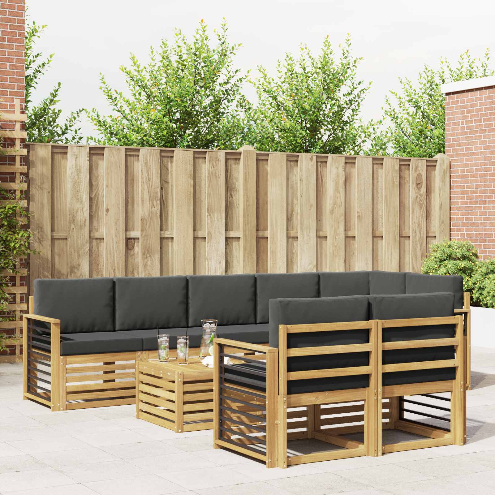 Set vanjskih sofa 8 pcs Bijela i antracit 59 x 59 x 37 cm