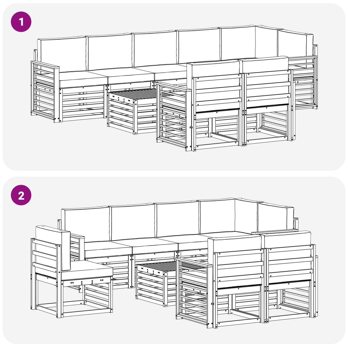 Set vanjskih sofa 9 pcs Bijela i bež 59 x 59 x 37 cm Poliester