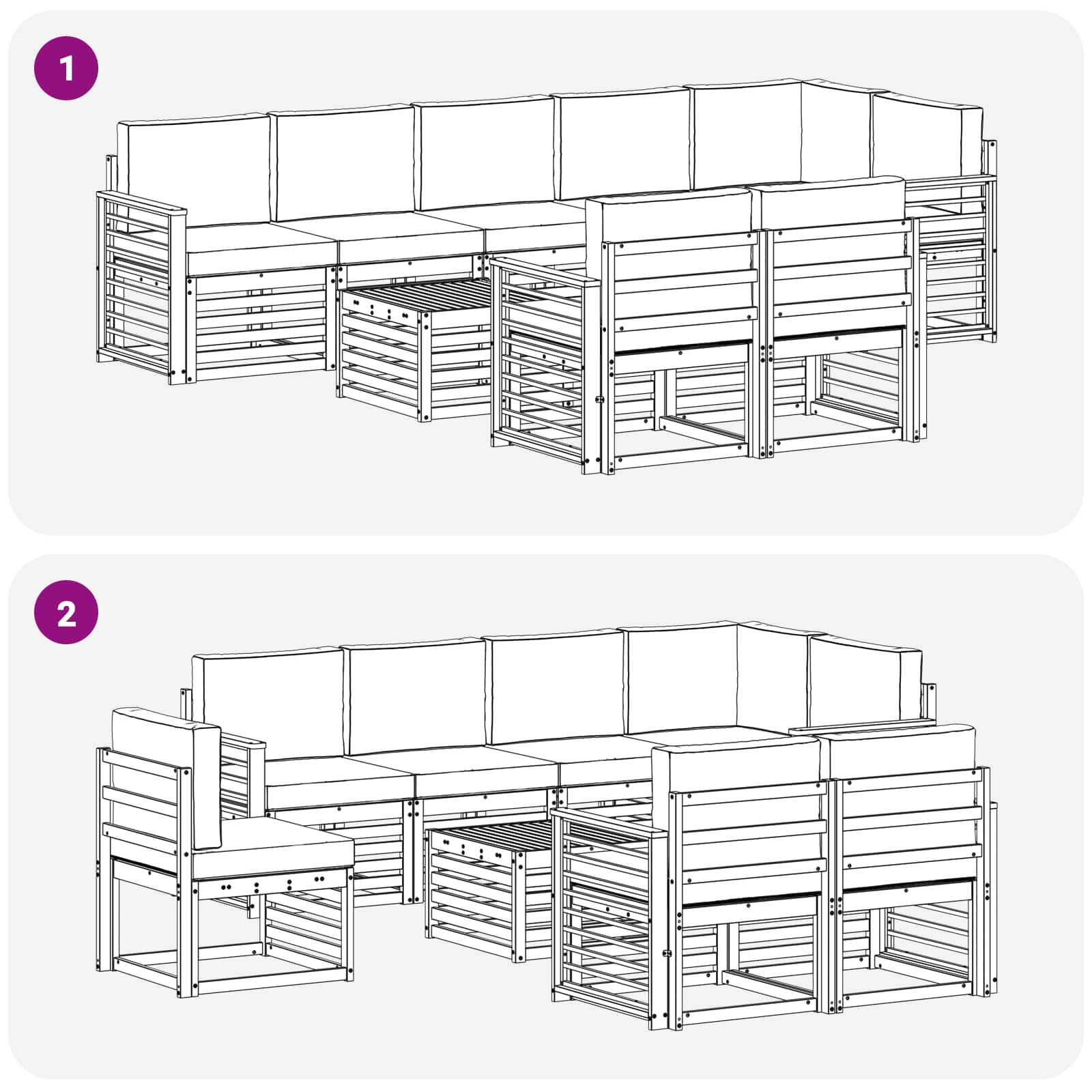 Set vanjskih sofa 9 pcs Bijela i bež 59 x 59 x 37 cm Poliester