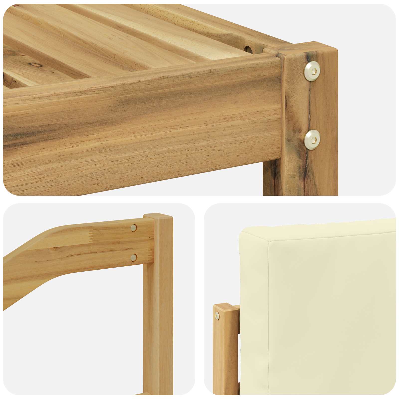 Setovi sofa s jastukom 9 pcs Bijela i krem Čvrsto drvo akacije